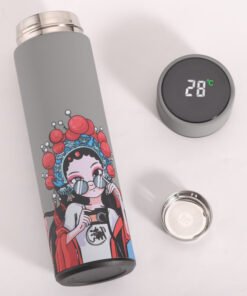 Rubber paint Soft touch led temperature display thermal bottle – Multy Color Print