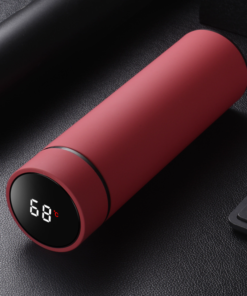 Rubber paint Soft touch led temperature display thermal bottle – Solid Color - 3