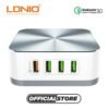 LDNIO A8101 QC3.0 50W 10A Output 8 USB Ports Desktop Charger EU US Plug Fast Charging Dock Auto Identification For Smartphone Tablet PC