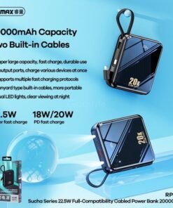 REMAX RPP-51 Sucha Series QC 22.5W + PD 18W Full-Compatibility Cabled 20000mAh Power Bank - 2