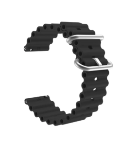 Silicone Ocean Band Strap Watch (20mm) Black