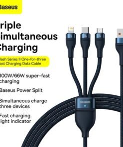BASEUS ONE-FOR-THREE FAST CHARGING DATA CABLE USB TYPE C TO M+L+C 100W - 2