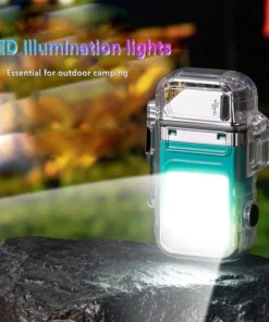 Transparent Windproof Waterproof Electronic Cigarette Lighter Smoking Plasma Double Arc Electric Rechargeable Usb Limited - 3