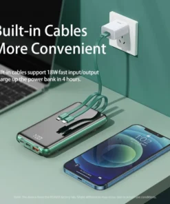 REMAX RPP-218 10000mAh KAYEO SERIES PD 18W+QC 22.5W SUCKED-TYPE MULTI-COMPATIBLE FAST CHARGING POWER BANK (WITH CABLE)