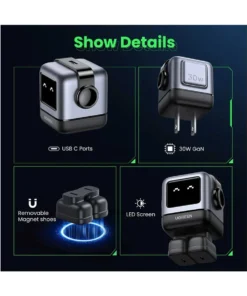 UGREEN BLACK LABEL 30W ROBOT USB-C DP GaN FAST CHARGER - 5