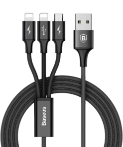 Baseus Rapid Series 3-In-1 Cable Micro+Dual Lightning 3A 1.2M Black Camll-Su01