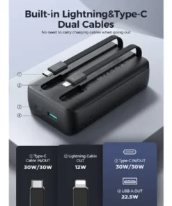Joyroom JR-PBC07 20000mAh 30W Mini Power Bank with Dual Cables - 2