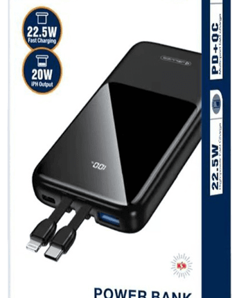 Alternative view of Jellico P17 10000mAh Ultra thin Portable PD+QC 22.5W Own charging Cable fast charge with LED display Power Bank_Black