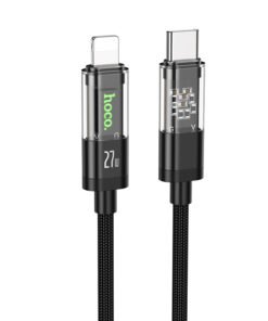 Hoco U116 Transparent 27W 3A (Type-C to Lightning) Charging Data Cable – 1.2m