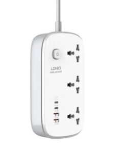 LDNIO SC3416 Power Strip 65W 3 Sockets With 4 Port Charger
