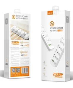 LDNIO SC4408 DEFENDER SERIES 4 Power Socket 4 USB 3.4A 2500W Power Strip