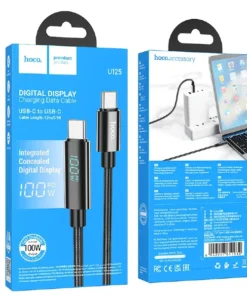 HOCO U125 Benefit 100W Charging Data Cable With Display Type C To Type C - 2