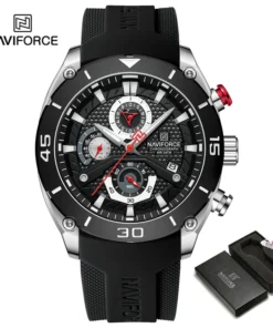 NAVIFORCE 8038 Waterproof Business Casual Date Quartz Chronograph Silicone Strap Men’s Watch