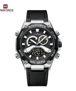 NAVIFORCE NF9220 Dual Display Digital Genuine Leather Casual Sport Waterproof Quartz Men Watch - 2
