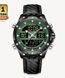 Naviforce NF9194 PU Leather Dual Time Watch For Men