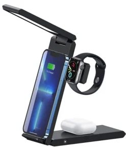 USAMS US-CD181 15W 3 in 1 Folding Wireless Charging Stand With Table Lamp - 2