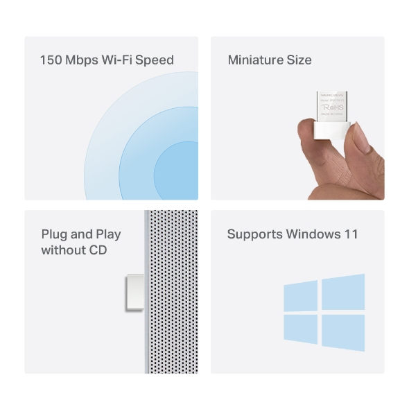 Mercusys MW150US 150Mbps N150 Wireless Mini USB Adapter