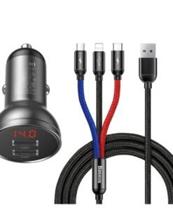 Baseus Digital Display Dual USB 4.8A Car Charger Suit