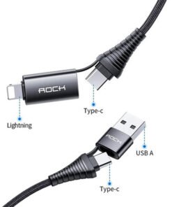 ROCK R12 Multi-Function 4-in-1 PD 3A Fast Charge Nylon Braided Cable - 2