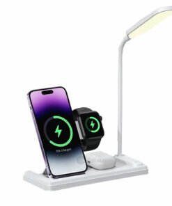 USAMS US-CD195 15w 4 In 1 Wireless Charging Holder with Table Lamp - 2