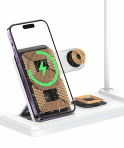 USAMS US-CD195 15w 4 In 1 Wireless Charging Holder with Table Lamp - 3