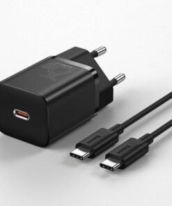 BASEUS CHARGER 25W SUPER SI QUICK CHARGER EU SETS WITH C to C CABLE 3A - 3
