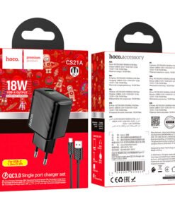 HOCO CS21A 18W USB CHARGING ADAPTER WITH USB TO TYPE-C MICRO