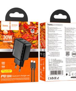 HOCO CS23A 30W SUNLIGHT WALL CHARGER SET WITH TYPE C TO IP CABLE - 3