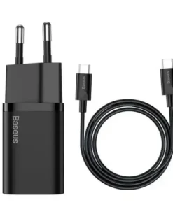 BASEUS CHARGER 25W SUPER SI QUICK CHARGER EU SETS WITH C to C CABLE 3A