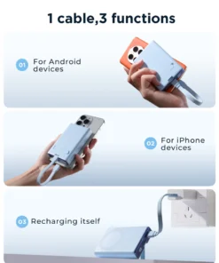 JOYROOM JR-PBM01 20W MAGNETIC WIRELESS POWER BANK WITH BUILT-IN CABLE & KICKSTAND 10000MAH - 4