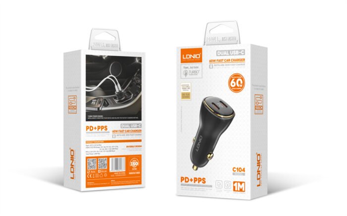 LDNIO C104 60W Dual PD Super Fast Car Charger - Image 2