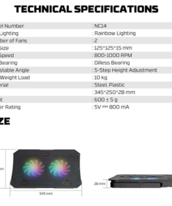 Fantech NC14 Laptop Cooler with phone holder