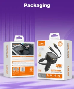 LDNIO C107 Ultra Fast Car Charger wired Type C/Lightning