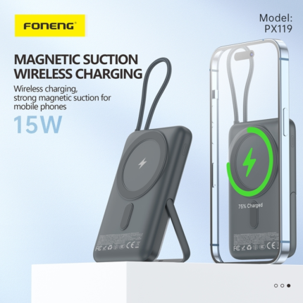 FONENG PX119 22.5W Magnetic Wireless Power Bank With Type-C Cable-10000mAh