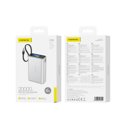 FONENG PX132 20000mAh 65W TFT Color Screen Display Power Bank - Image 3