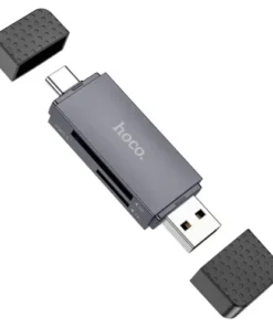 Card reader USB-A + Type-C to SD + TF. Theoretical transfer speed: USB-A/Type-C [USB2.0] – 480Mbps. Supports up to 2 TB of memory card. Supports TF/SD simultaneous reading and writing. Supports mobile phones, cameras, dash cameras, and other devices. Working voltage/current: 5V/100mA. Material: ABS. Sizes: 70 × 20.5 × 11mm. Weight: 11.2g. Key Features: Dual Connectivity: Equipped with both USB-A and Type-C interfaces, this card reader offers flexibility and convenience for various devices, including smartphones, cameras, and dash cameras. High-Speed Transfer: With a theoretical transfer speed of up to 480Mbps via USB 2.0, the Hoco HB45 ensures quick and efficient data transfers. Large Capacity Support: It supports memory cards up to 2 TB, allowing you to handle extensive data without any hassle. Simultaneous Reading and Writing: You can read from and write to TF and SD cards simultaneously, enhancing productivity and saving time. Compact Design: Measuring just 70 × 20.5 × 11mm and weighing 11.2g, this card reader is highly portable and easy to carry. Hoco HB45 Spirit 2 in 1 USB Type C 2.0 Card ReaderHoco HB45 Spirit 2-in-1 USB & Type-C 2.0 Card Reader