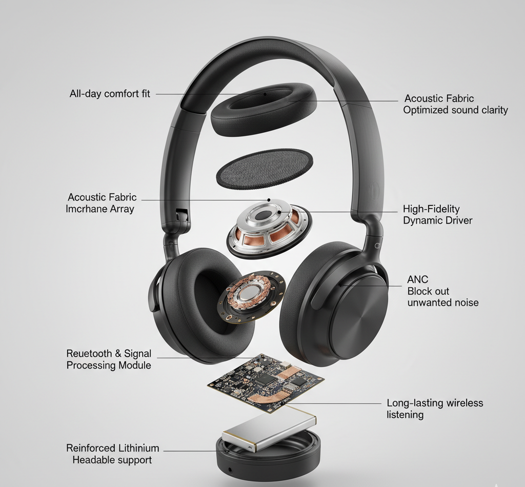 QCY Era 7 Wireless Retro Over-Ear Headphones
