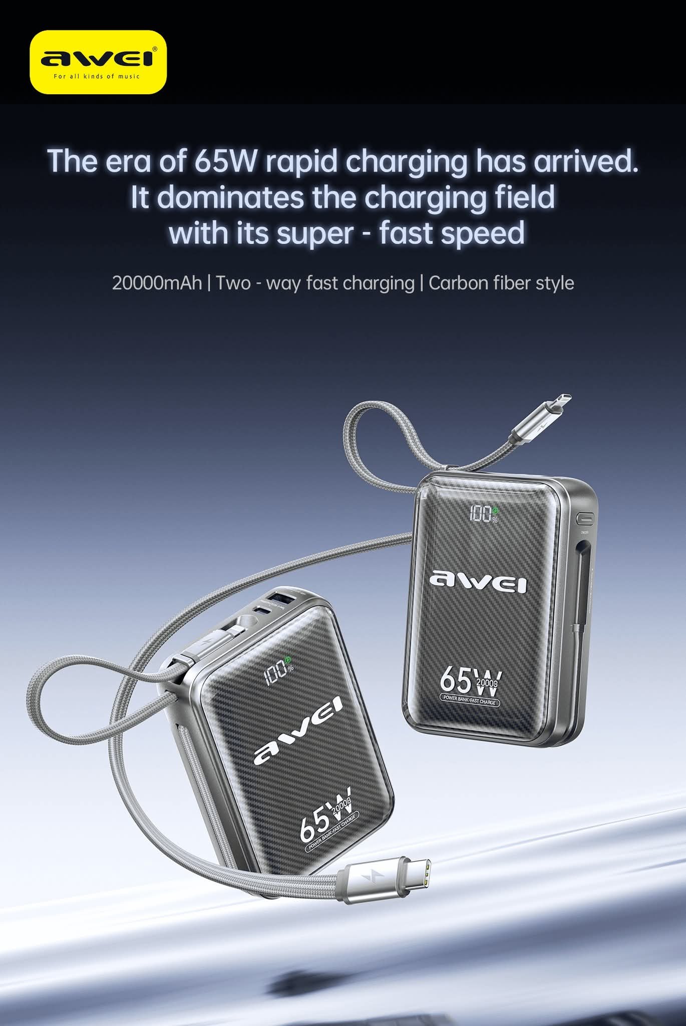 AWEI MH818 65W Power Bank - 20000mAh