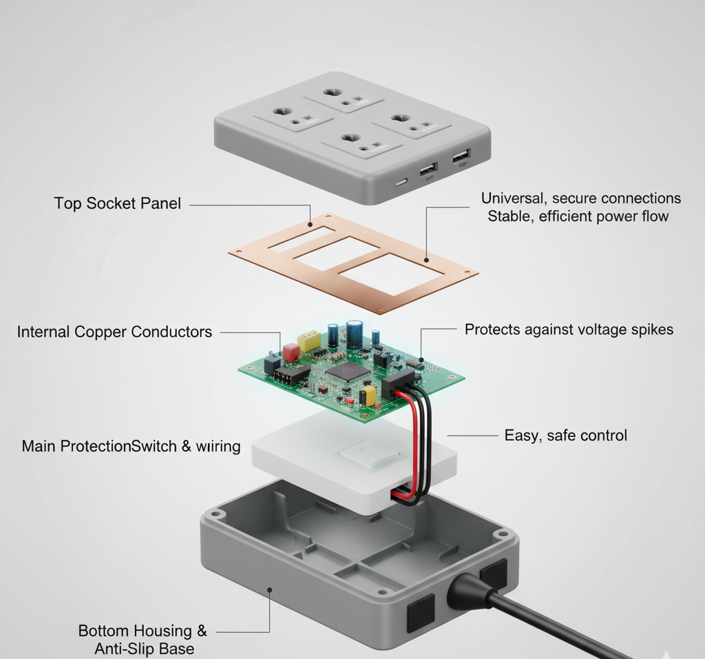LDNIO SC1 45W GaN PD Universal Socket Power Strip for laptops and phones