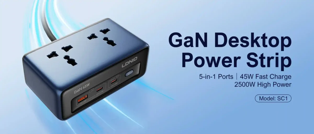 LDNIO SC1 45W GaN PD Universal Socket Power Strip for laptops and phones