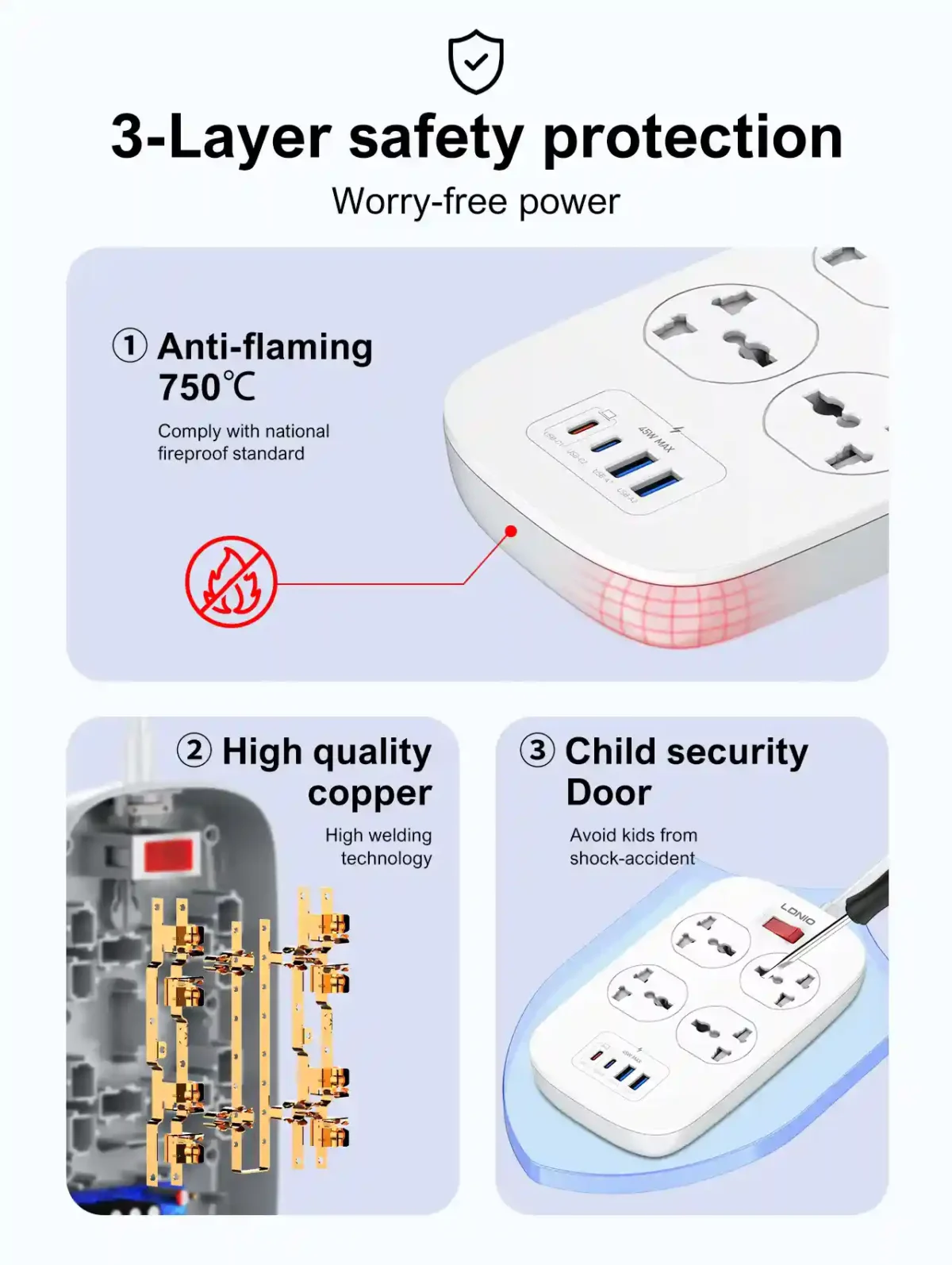 LDNIO SC4407C Universal 45W USB Power Strip