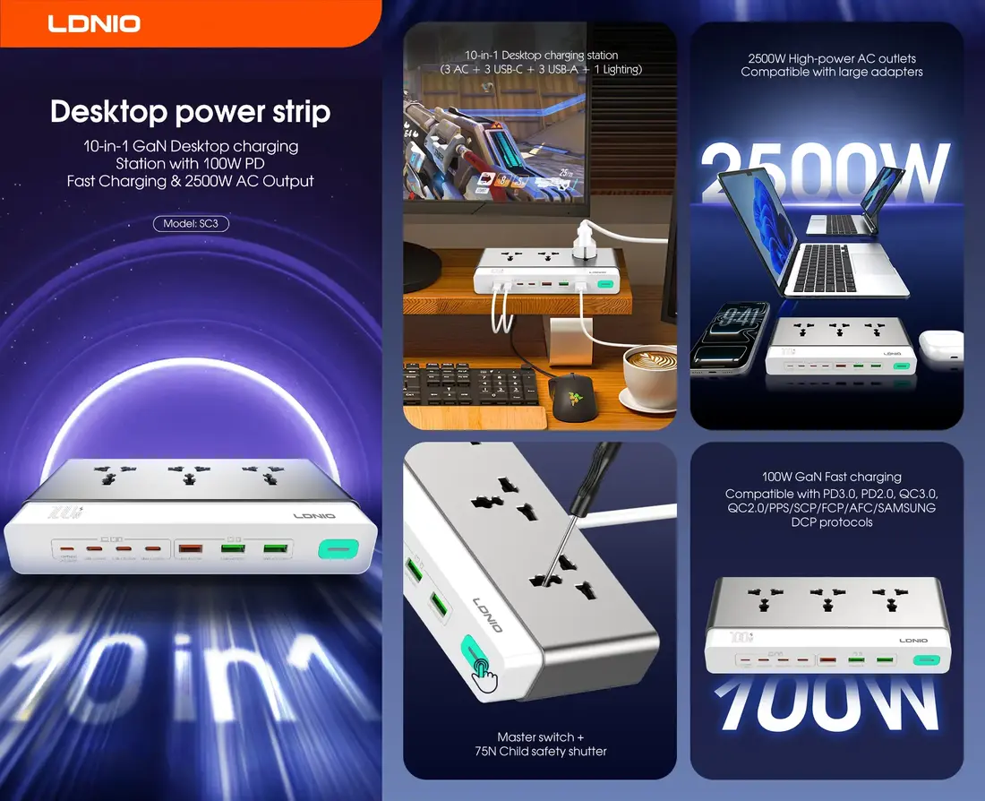 LDNIO SC3 GaN Power Strip
