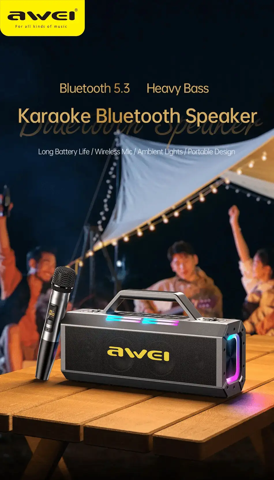 Awei KT8 Wireless Speaker Dual Microphone & Remote