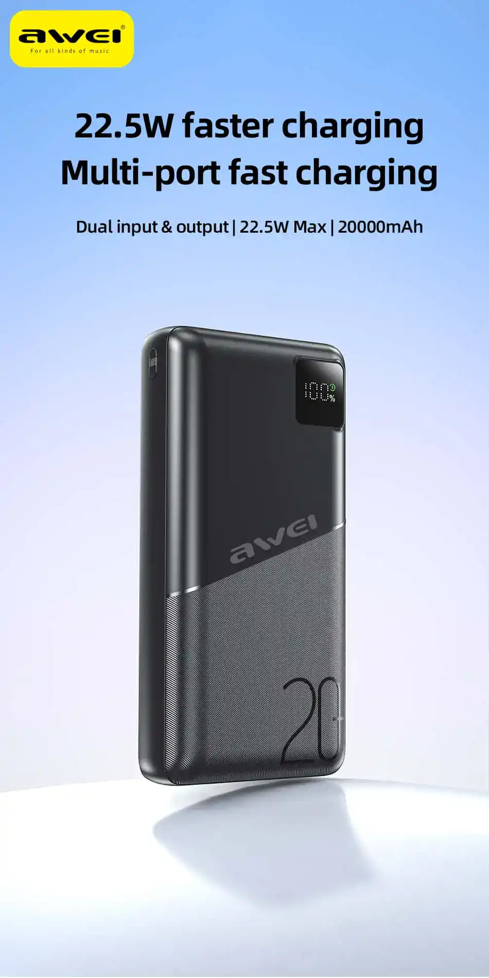 Awei PA37 Fast Charging Power Bank 20000mAh