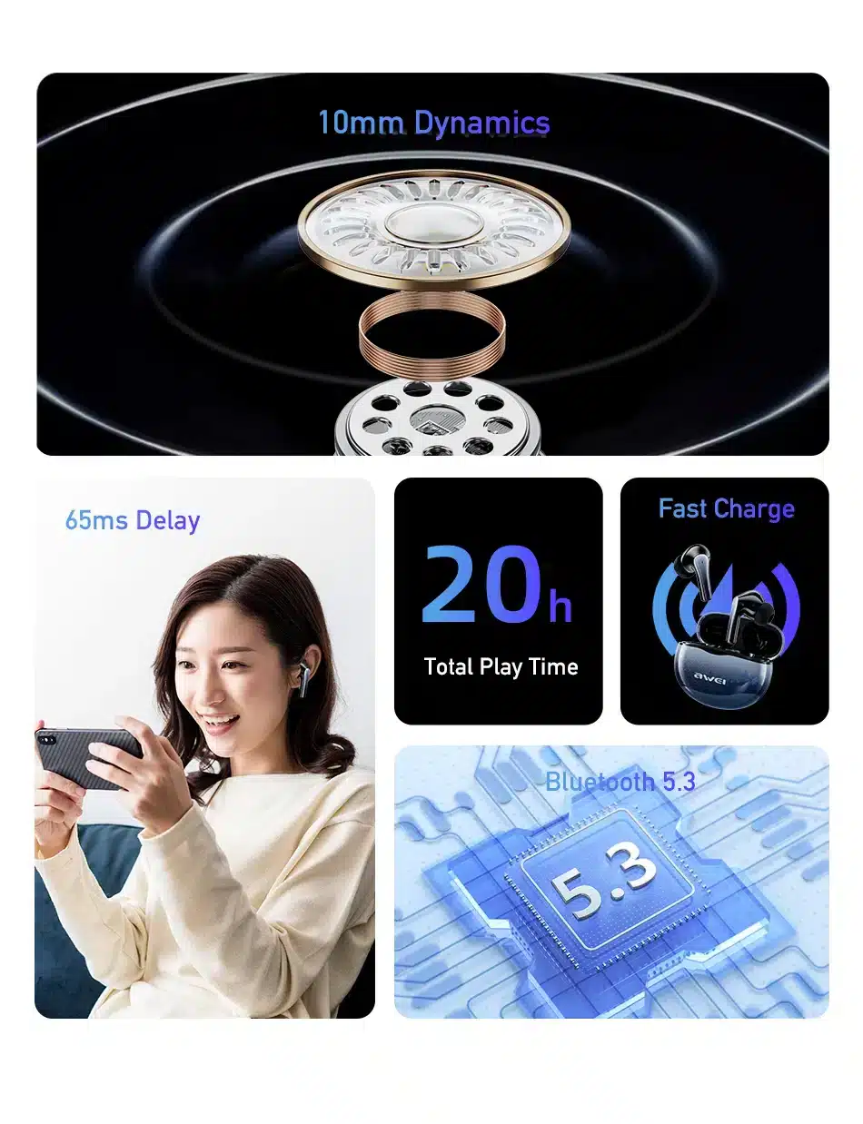 Awei T62 ENC TWS Earbuds