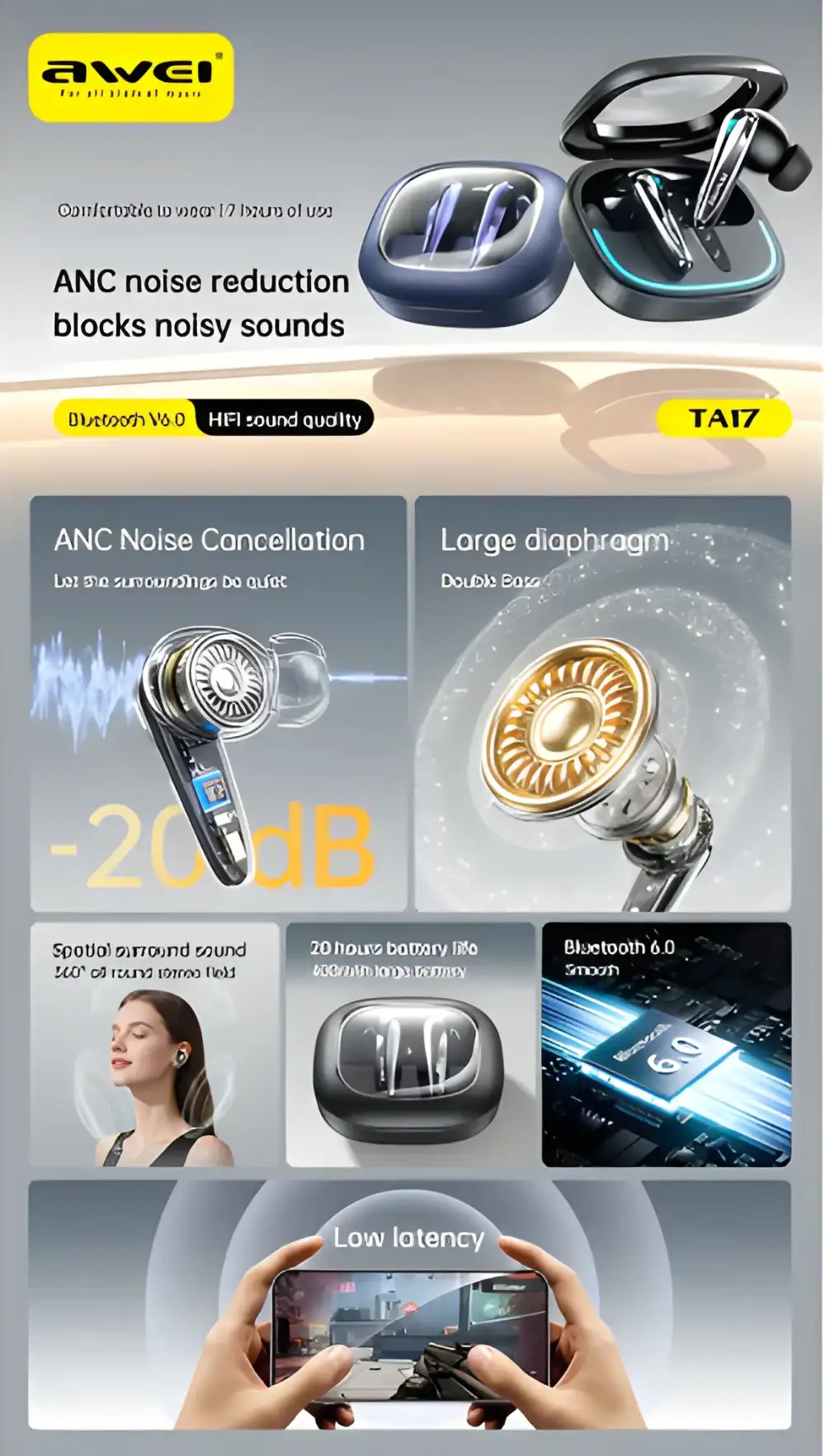 Awei TA17 ANC TWS Earbuds