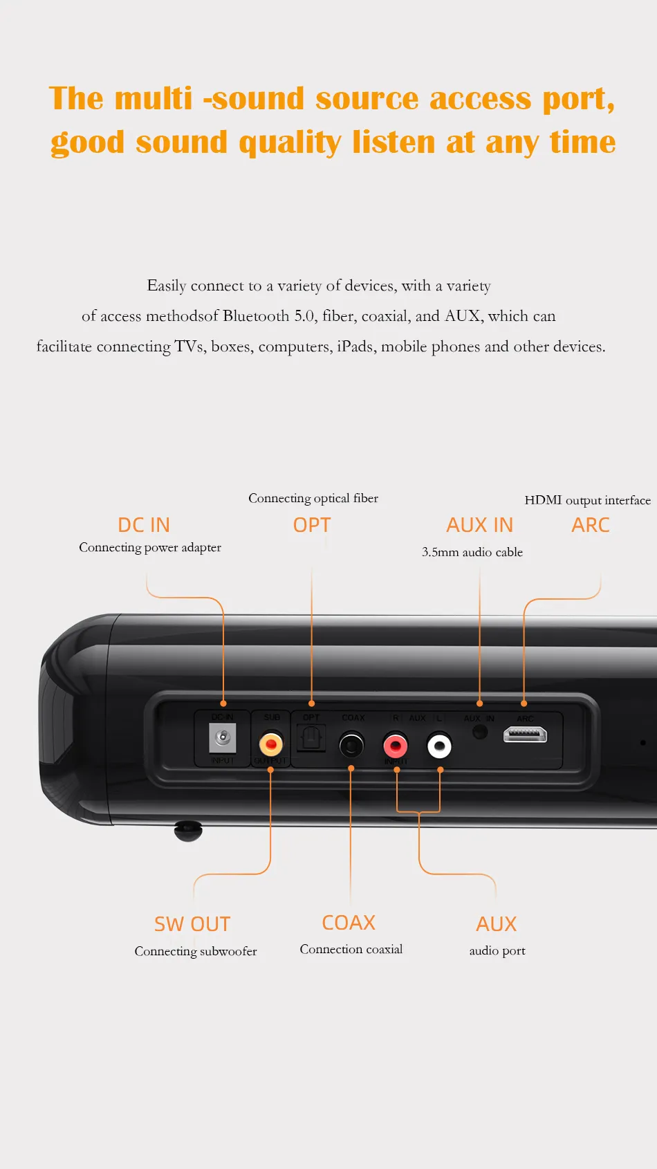 Awei Y520 Home Bluetooth Soundbar Speaker