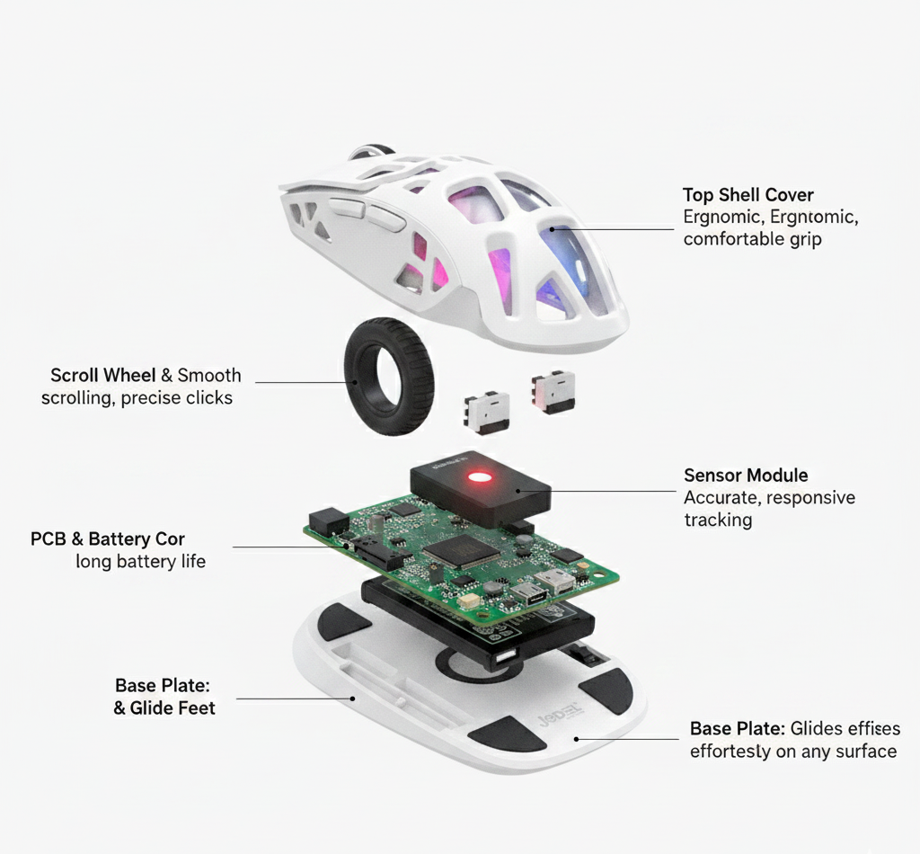 JEDEL GWH-111 Tri-Mode RGB Gaming Mouse with Charging Dock