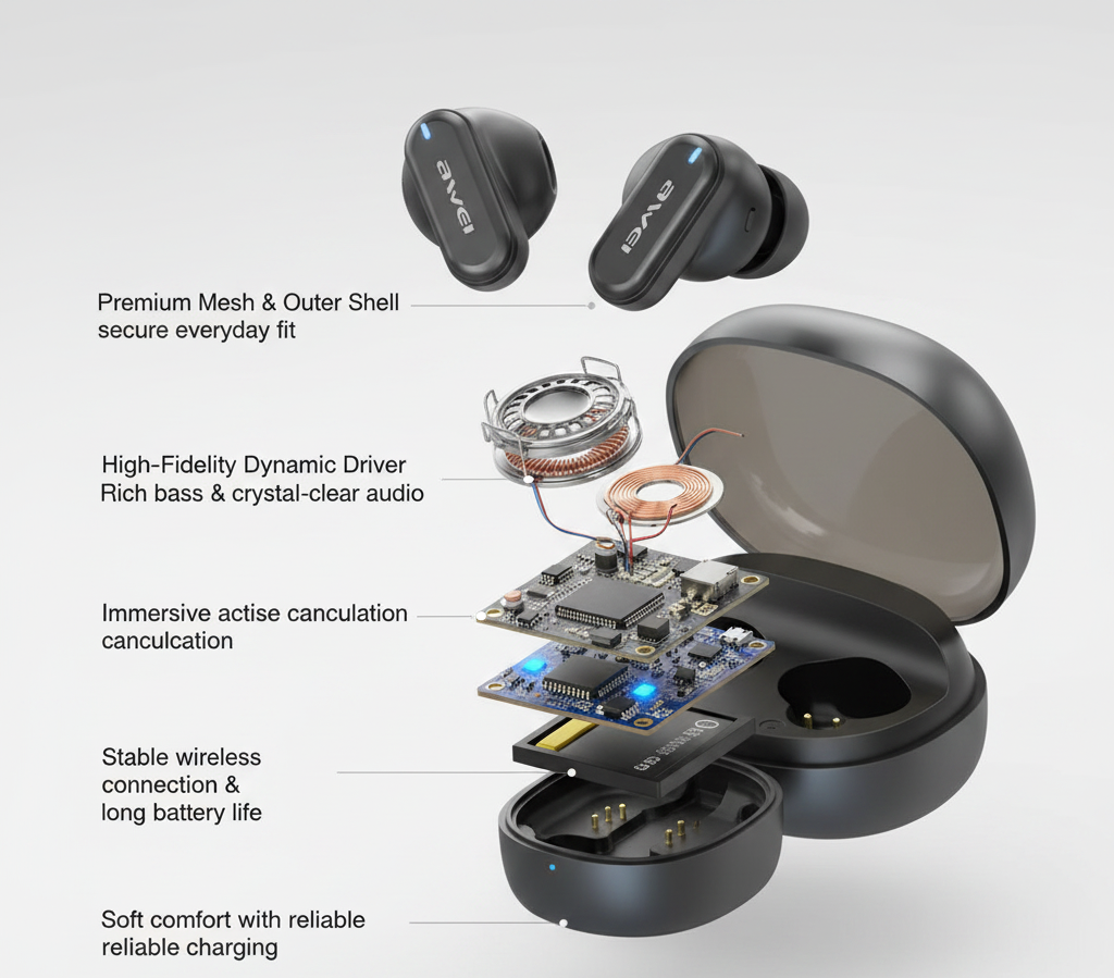 Awei T76 TWS Wireless Earbuds