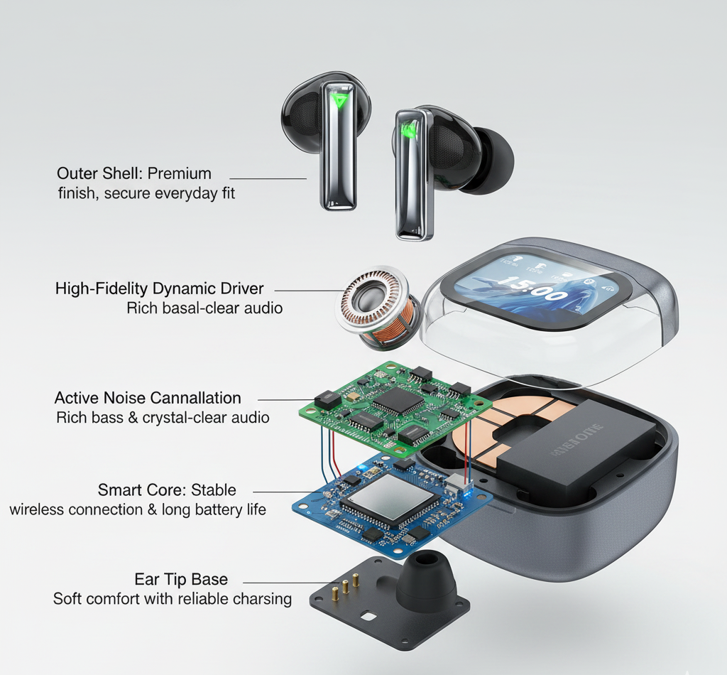 Awei TP100ENC Touch Screen TWS Earbuds
